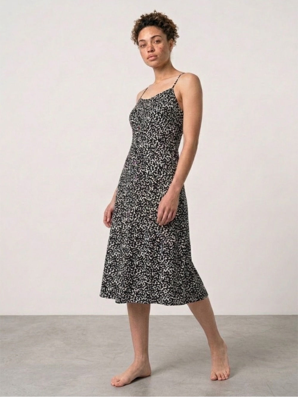 Banana Republic Black and White Spaghetti-Strap Midi Dress